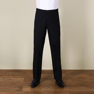 Karl Jackson Black plain weave regular fit dresswear trouser