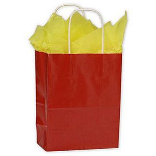 8 1/4 x 4 3/4 x 10 1/2 High Gloss Paper Shoppers, Red