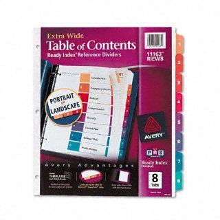 Avery Products   Avery   Extra Wide Ready Index Dividers, Eight Tab, 9 1/2 x 11, Assorted, 8/Set   Sold As 1 Set   Taller and wider for use with top loading 9 x 11 sheet protectors.   2 in 1 tabs let you choose between portrait and landscape formats.   The