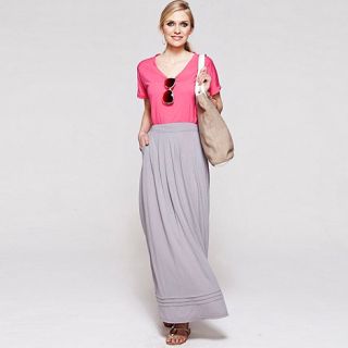 HotSquash Grey Maxi Skirt with Pintucks in clever thermal fabric