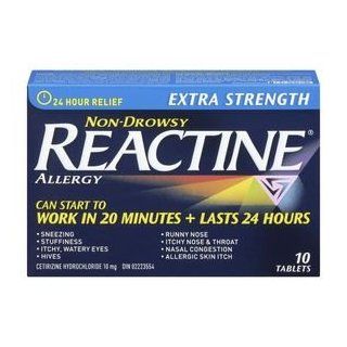 Reactine Non Drowsy Extra Strength Allergy Medicine 10 mg, 10 Tablets New Health & Personal Care
