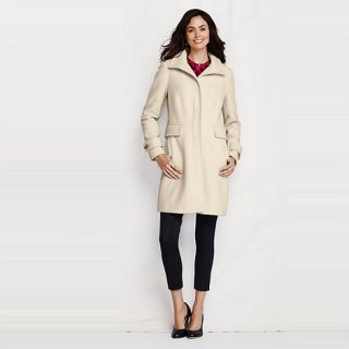 Lands End White womens luxe wool walker coat