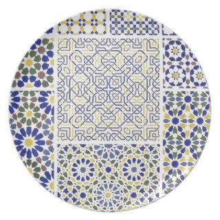 Middle Eastern Tile Patterns in Blue and Yellow Dinner Plates