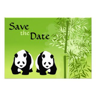 Panda Bears and Bamboo Wedding Save the Date Announcements