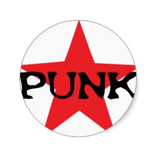 red punk star round sticker