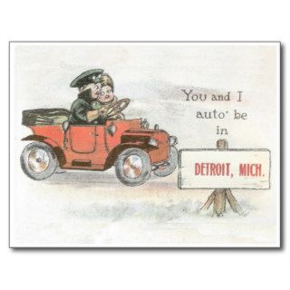 Vintage Detroit Auto Postcard