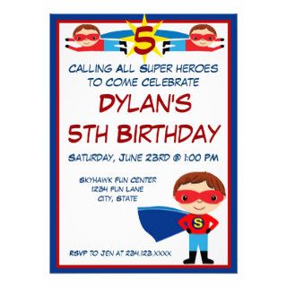 Superhero Comic Book Character Birthday Invitation