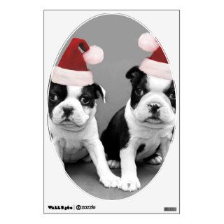 Christmas Boston Terrier puppies Wall Decals
