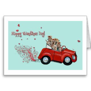Yorkie Vintage Red Car Valentine Note Cards