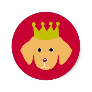 Yellow Labrador Puppy Crown Light Round Stickers