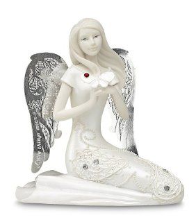 Little Things Mean A Lot January Monthly Angel Figurine, 3 1/2 Inch, Includes Gemstone on Butterfly   Collectible Figurines