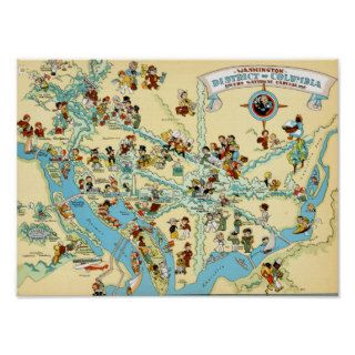 Washington DC Funny Vintage Map Print