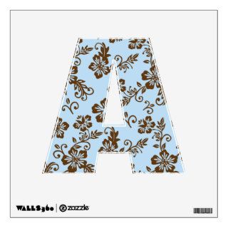 Blue Brown Hawaiian Tropical Print Letter Decal Room Graphics