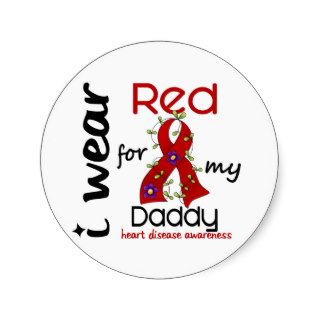 I Wear Red For My Daddy 43 Heart Disease Stickers