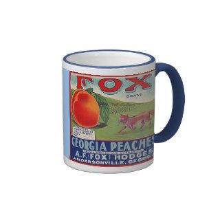 MUG ~ VINTAGE GEORGIA PEACHES CRATE LABEL ~ FOX