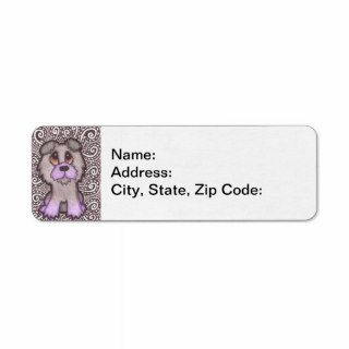 Black and Purple Dog Return Address Labels