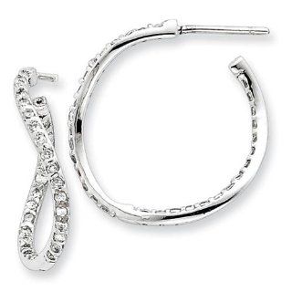 CZ Star Dangle Hoop Earrings in Sterling Silver Jewelry