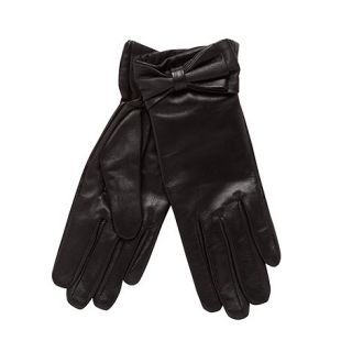 J by Jasper Conran Designer black bow leather gloves