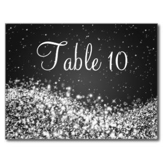 Elegant Table Number Sparkling Wave Black Postcard