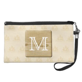 Nautical Monogram Design, with Picture of Wood. Wristlet