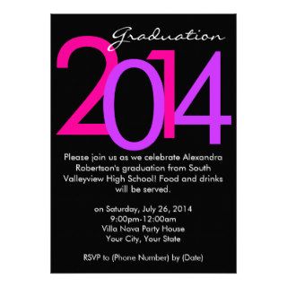 2014 PInk Typographic Graduation Party Invitation