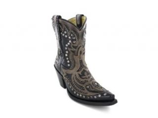 Corral Women's Distressed Overlay Studded Short Boot Snip Toe Shoes