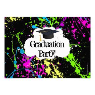 Neon Paint Splatter Graduation Party Invitation