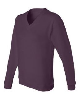 Ladies French Terry V neck Pullover, Color Eggplant, Size XX Large