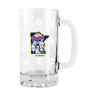 MLB Minnesota Twins Satin Etch Tankard Glass with Minnie and Paul Design, Clear, 16 Ounce  Beer Glasses  Sports & Outdoors