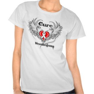 Cure Mesothelioma Heart Tattoo Wings Tee Shirts