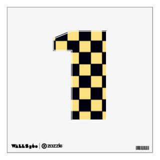 Yellow and Black  Checkered Number Wall Decal Wall Sticker