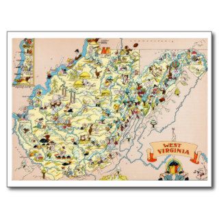West Virginia Funny Map Post Cards