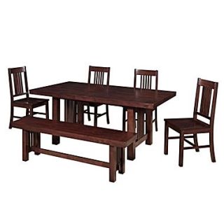 Walker Edison Meridian 6 Piece Wood Dining Set, Cappuccino  Make More Happen at