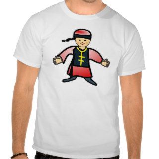 Asian Boy in Traditional Chinese Clothing Cartoon Tshirt