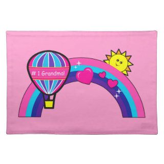 Number One Grandma Hot Air Balloon and Rainbow Place Mats