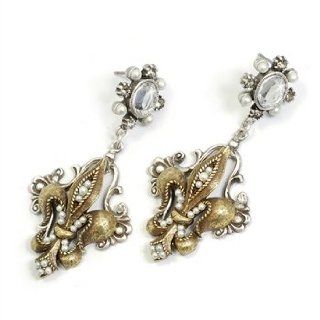Sweet Romance, Ollipop, Designer French Ritz Fleur De Lis Earrings, Size 2"l X 1"w, If You'd Been Shopping the Flea Markets of Paris As Late As the 1980s, You Might Still Have Been Able to Acquire Francophile Inspired Fashion Baubles Such As