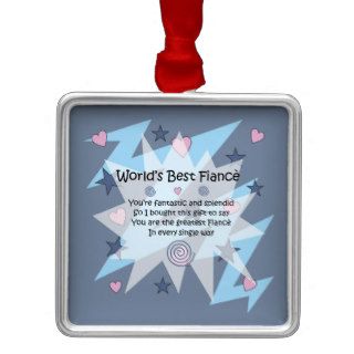 For Fiance Gift with Stars & Flowers & with Poem Christmas Ornaments