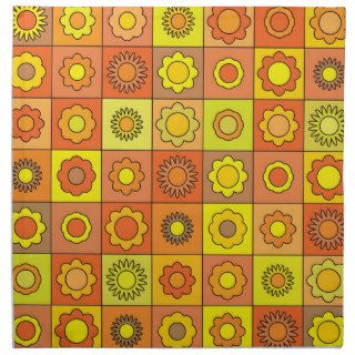 Yellow and Orange Hippie Flower Pattern Napkin