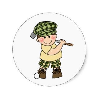 Boy Golfer Round Sticker