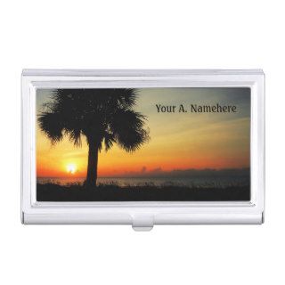 Palm Tree Sunrise Business Card Holder