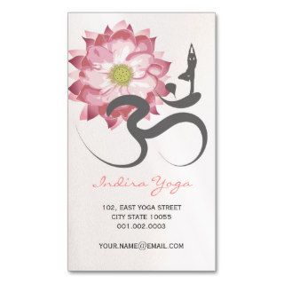 Pink Lotus Flower Spiritual Yoga Om Logo Symbol Business Card Templates