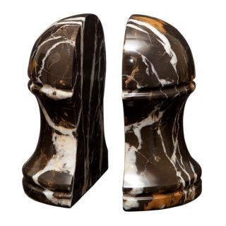 Hermes Bookends   Black and Gold Marble   Bookends
