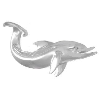 925 Sterling Silver Slide, Dolphin Tail Up Mouth Open, Highly Polished Million Charms Jewelry