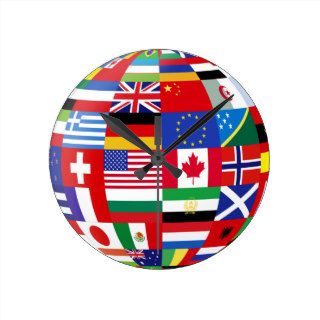 World flags round clock