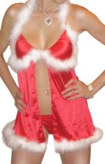 Sexy Open Front Miss Santa Claus Costume with Thong, L Clothing