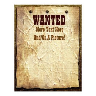 Wanted Old West Theme Letterhead Stationery