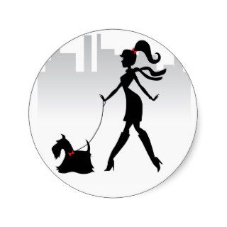 Woman walking scotty dog sticker
