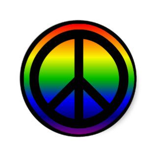 Rainbow Peace Symbol Round Stickers