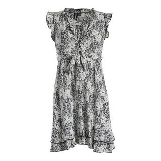 Izabel London Black and white cap sleeve floral patterned dress