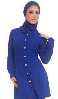 Womens Iris Paneled Long Islamic Tunic Dress Burgundy USA 16 XXXL 48 in 122 cm Garment Chest